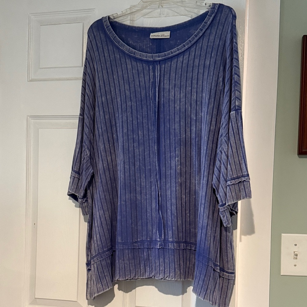 Universal Boho Soft Thread Indigo Striped Tunic - image 1